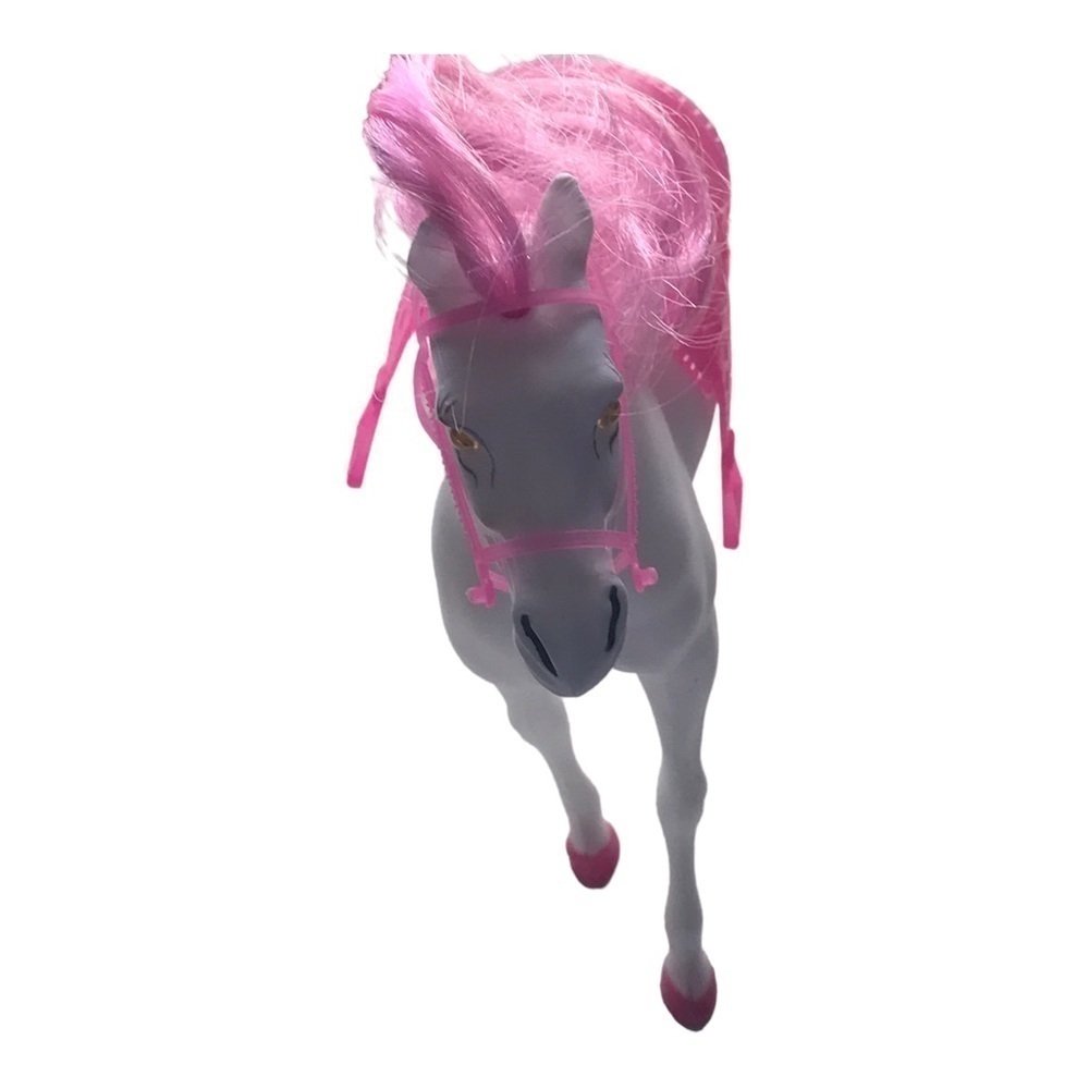 White Plastic Pony with Pink Curly Hair